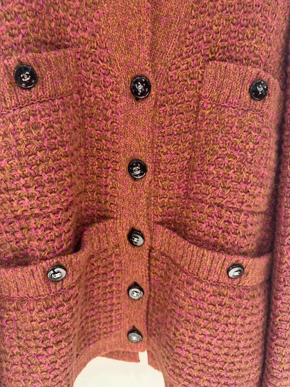 Chanel 24K brown-orange cashmere  knitted thick coat