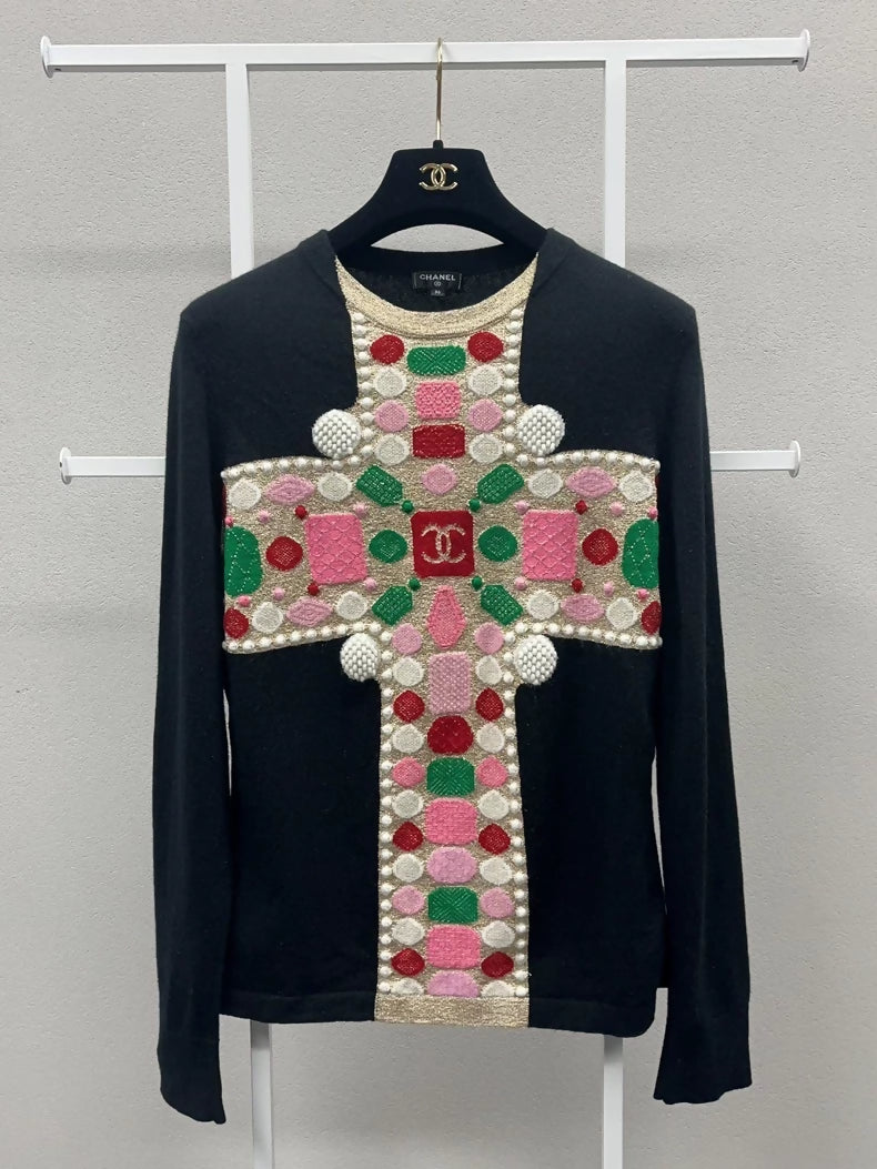 Chanel 20AW black cashmere knitted top