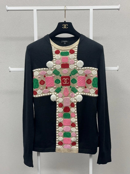 Chanel 20AW black cashmere knitted top