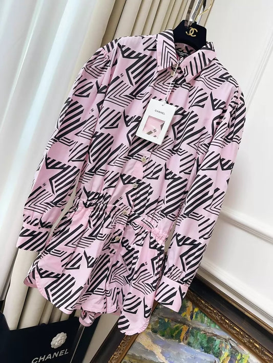 Chanel Coco Beach pink star logo jumpsuit