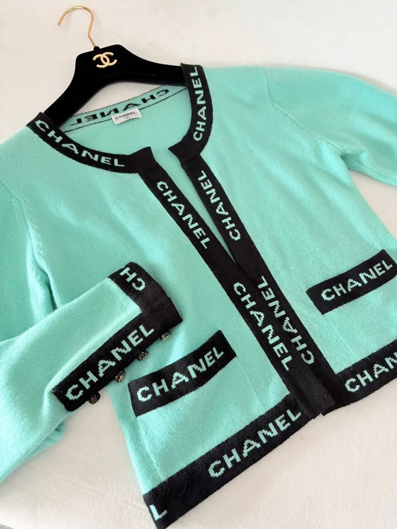 Chanel 1995 Blue Knit Cardigan