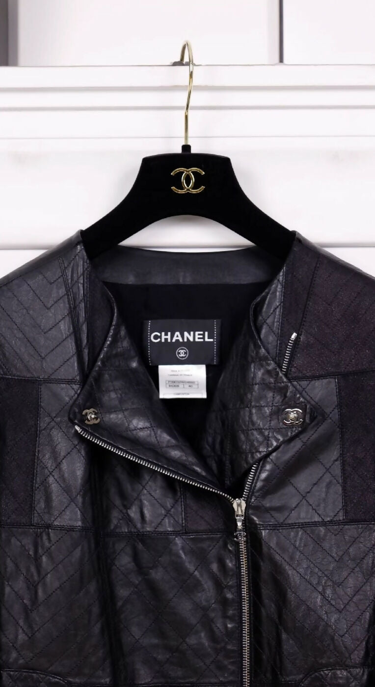 Chanel black quilted leather jacket