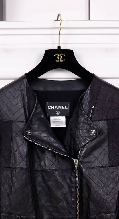 Chanel black quilted leather jacket