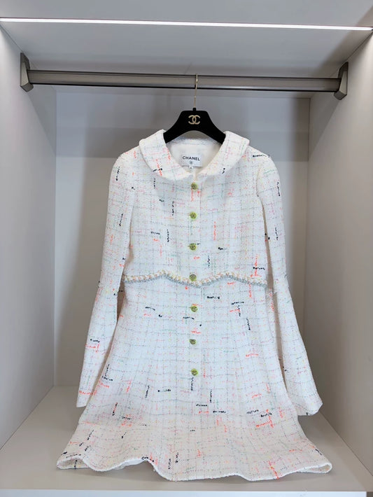 Chanel 24C runway colourful sequined tweed dress