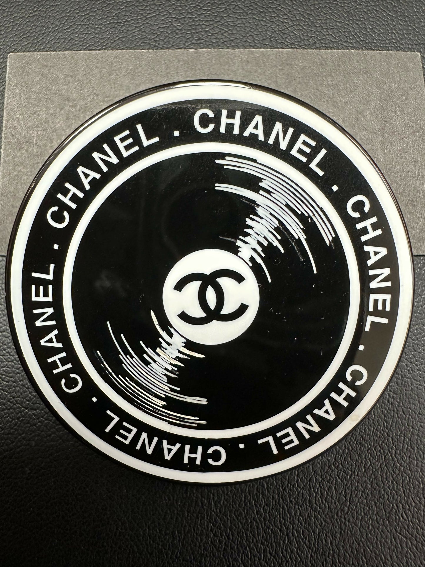 Chanel Vintage 04P Resin Black Disc Dynamic Brooch