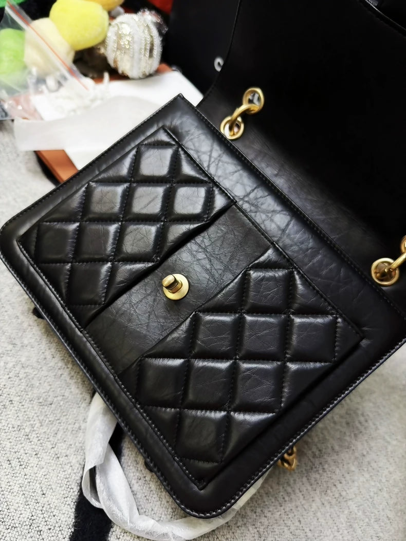 Chanel 23S Black Quilted Messenger Bag
