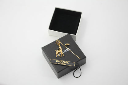 Chanel Vintage 01A Rhinestone Gold Plated Deer Brooch
