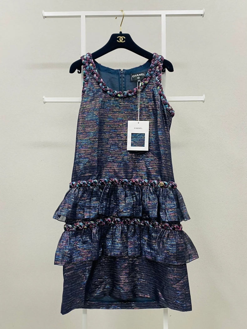 Chanel 21C Blue-Purple Tweed Dress