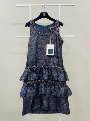 Chanel 21C Blue-Purple Tweed Dress
