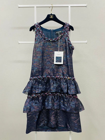 Chanel 21C Blue-Purple Tweed Dress