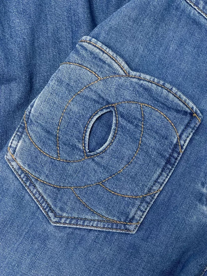 Chanel 24P double-C two-pocket blue denim wide-leg jeans