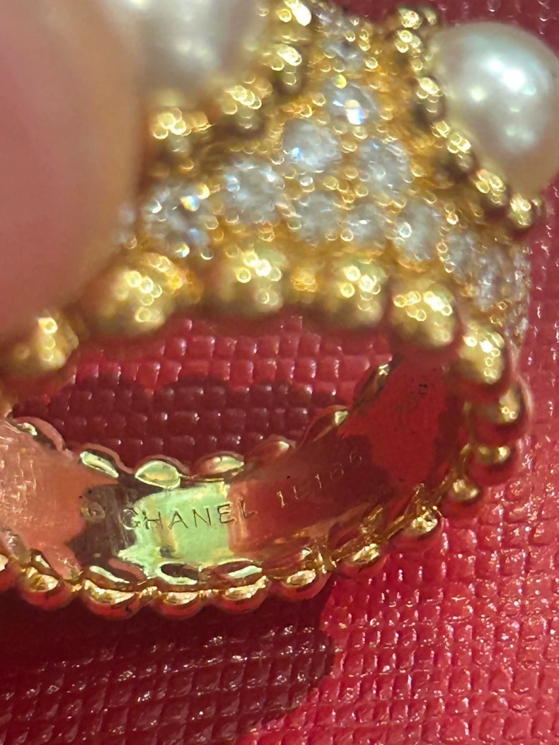 Chanel high-jewelry gold clip-on earrings + ring