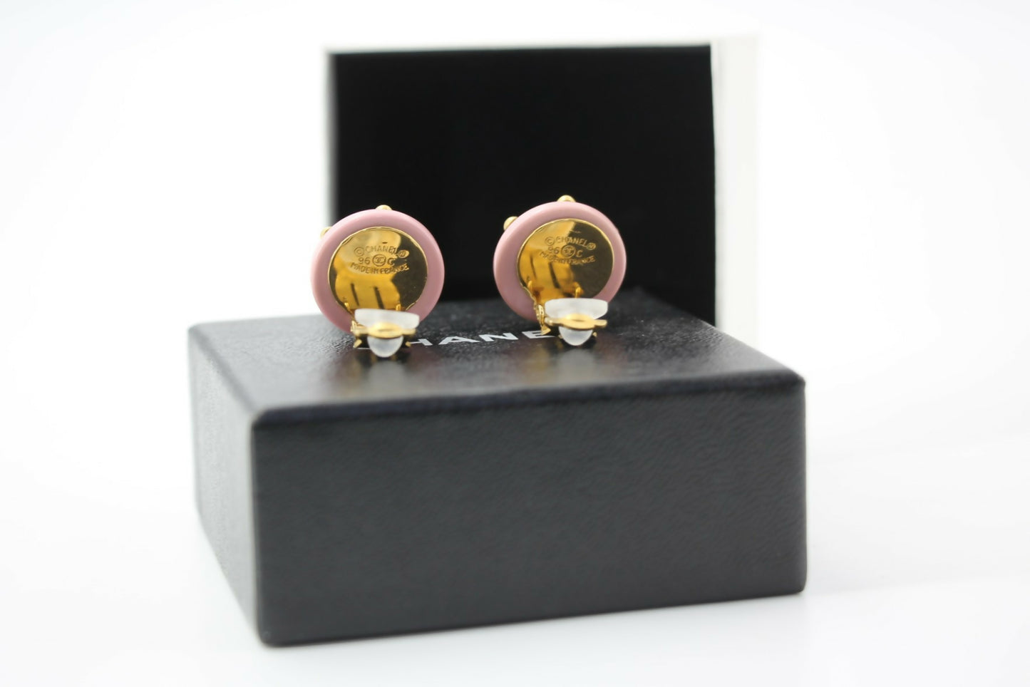 Chanel Vintage 96C Resin Pink Bean Clip-on Earrings