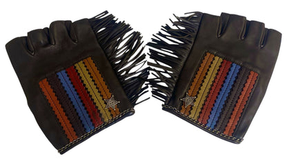 Rare Chanel 14A Paris Dallas Dark Brown Multicolor Gloves 8