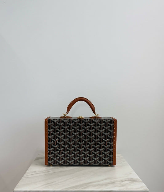 Goyard Grand Hôtel Trunk Bag Black & Tan GHW