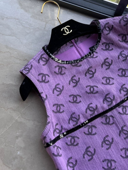 Chanel 22S purple denim CC dress