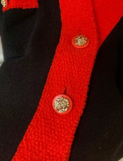 Chanel 19K black/red cashmere cardigan
