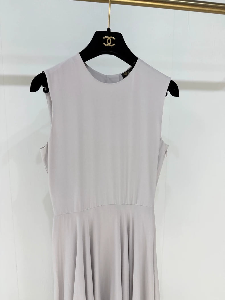 Loro Piana light purple silk dress with gold buttons