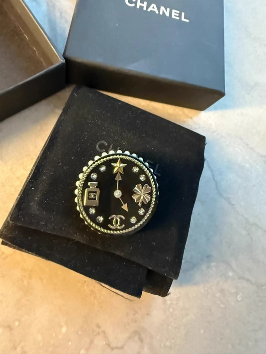 Chanel 20C clock acrylic brooch