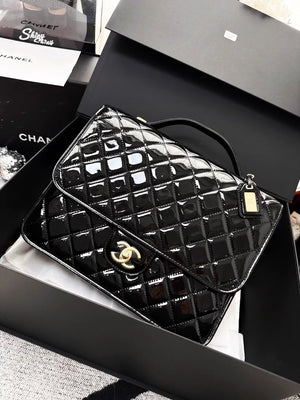 Chanel 22k black patent leather backpack
