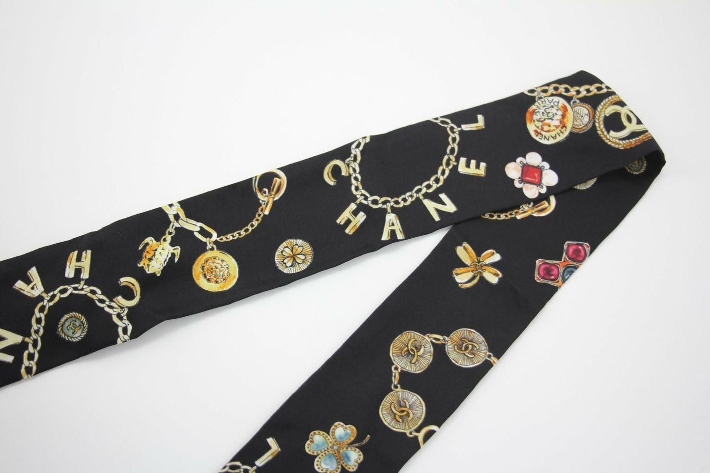Chanel 20s 100% Silk Black Jewellery Perfume Bottle and Scarf
