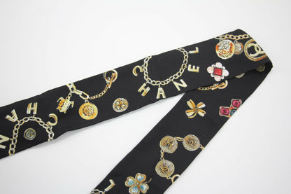 Chanel 20s 100% Silk Black Jewellery Perfume Bottle and Scarf