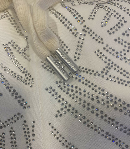 Chanel NWT 21N Coco Niege Swarovski CC White SweatPants Warm Winter Sport Pants FR 34