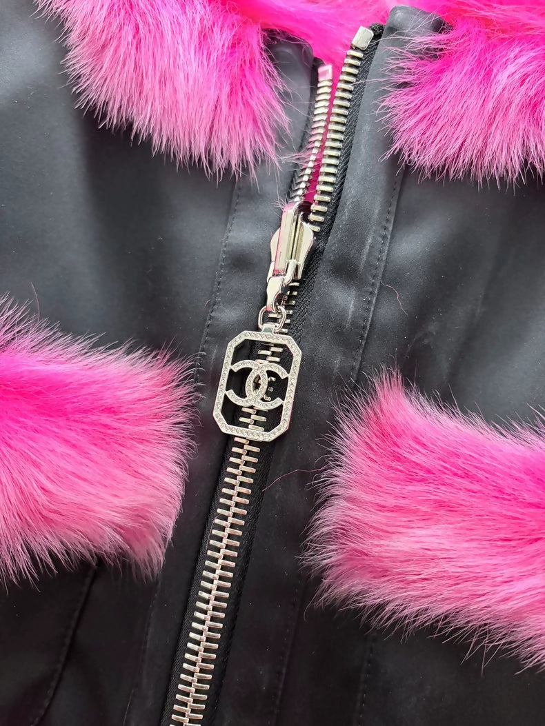 Chanel 23N  black & Pink Shearling Vest