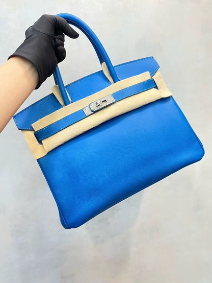 Hermes Birkin 30 Tanzania Blue Epsom Leather Palladium Hardware