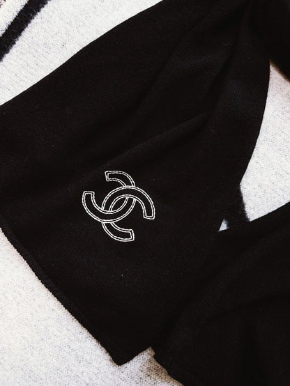 Chanel black cashmere scarf