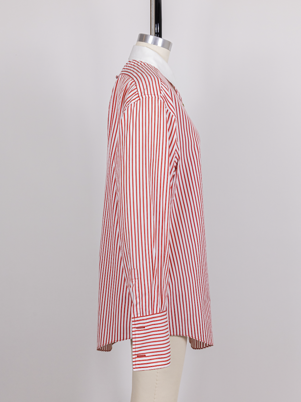 Chanel 1990s Vintage Red Striped Embroidered Logo Button-Down Shirt