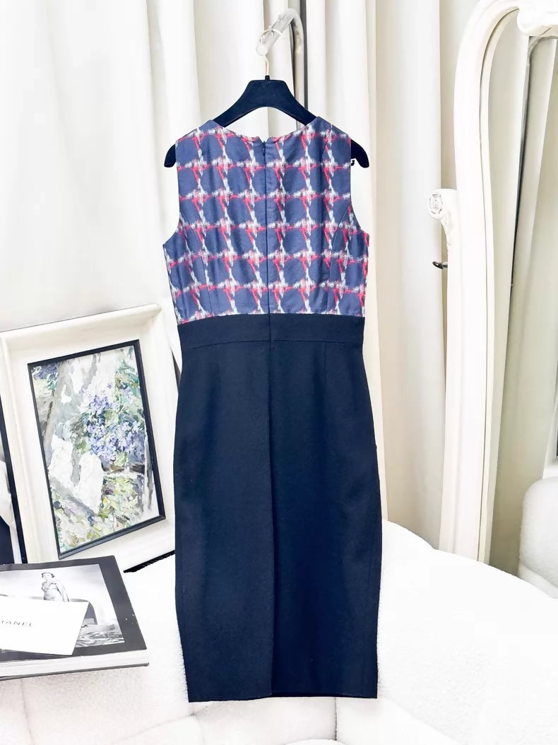 Chanel 08A black purple tweed jacket dress set