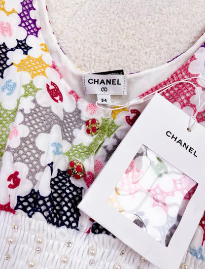 Chanel 24P flower lace patchwork top