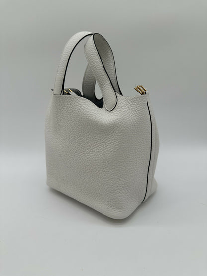 Hermes Picotin 18 New White GHW Stamp W