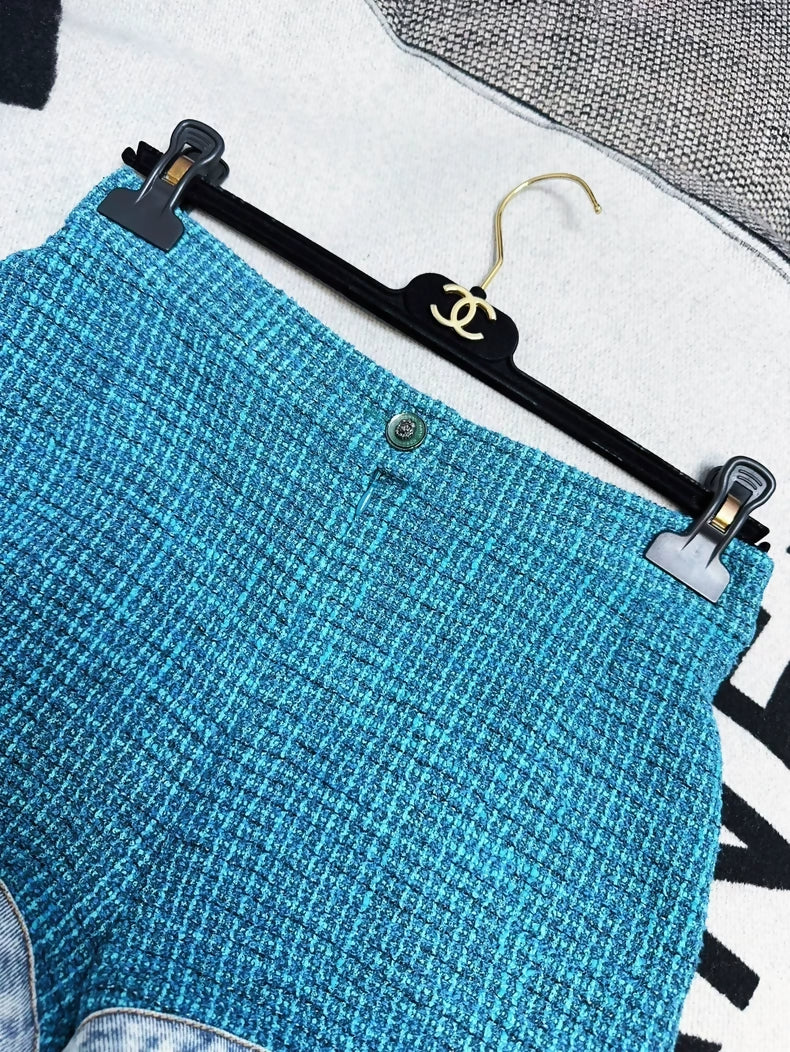 Chanel 22P blue tweed shorts