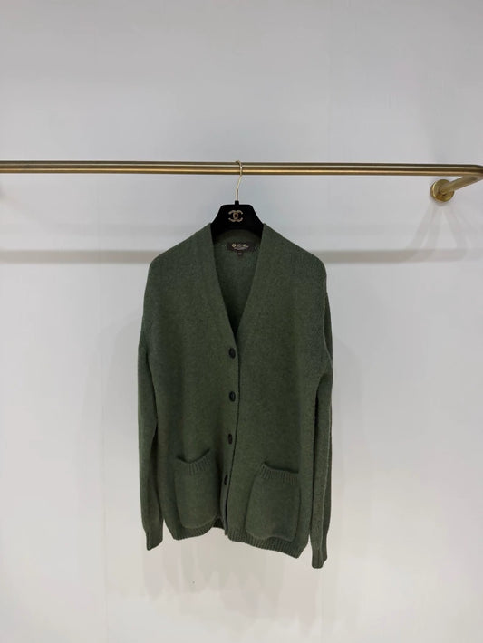 Loro Piana Fall/Winter 2025 Baby Cashmere Two-Pocket Forest Green Cardigan
