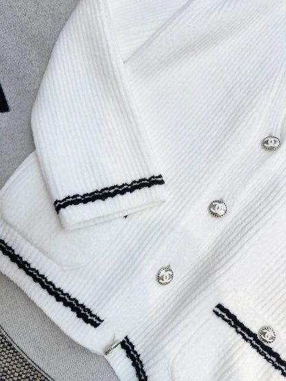 Chanel 23C No. 5 white cardigan