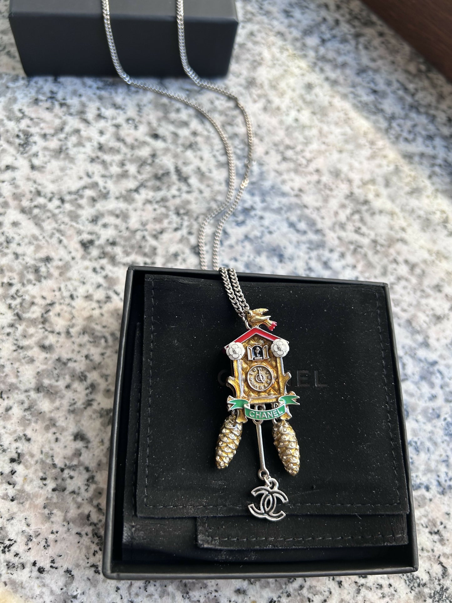 Chanel Cuckoo Clock Pendant Necklace
