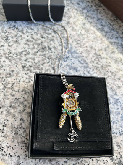 Chanel Cuckoo Clock Pendant Necklace
