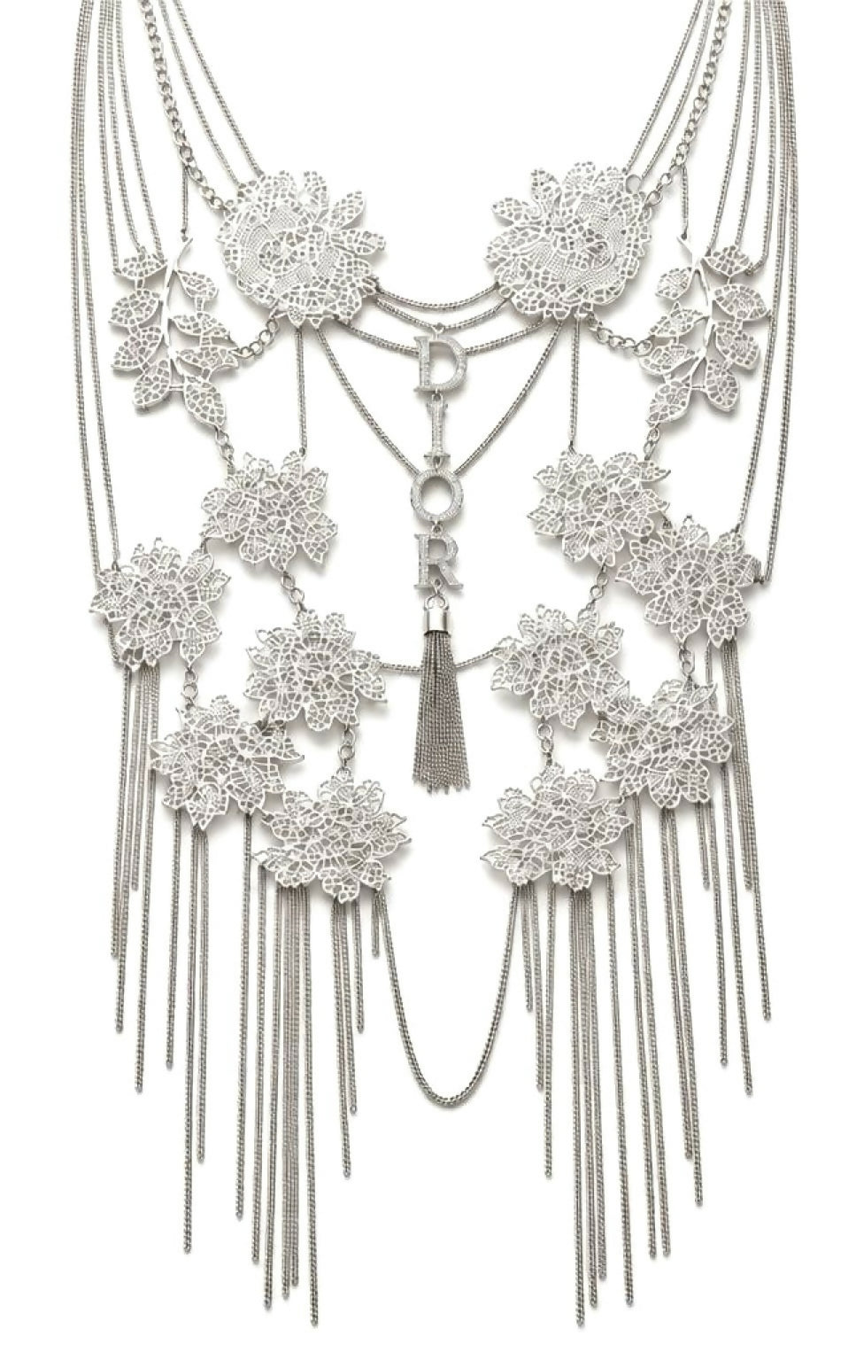 Christian Dior ‘Mata Hari’ Vintage Long Collar Bib Floral Crystal Statement Necklace ultra rare