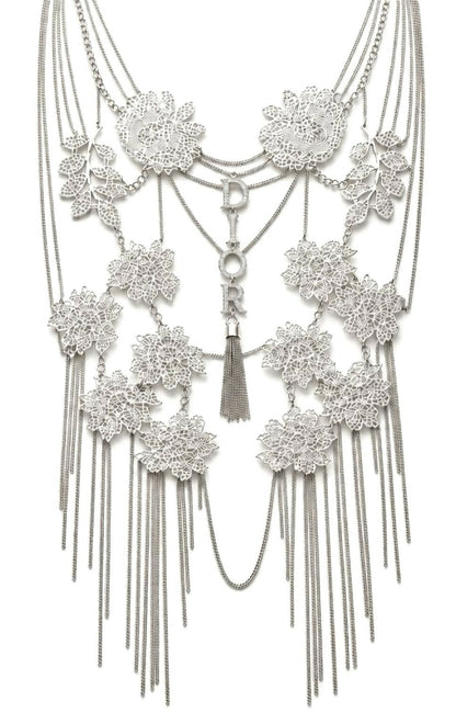 Christian Dior ‘Mata Hari’ Vintage Long Collar Bib Floral Crystal Statement Necklace ultra rare