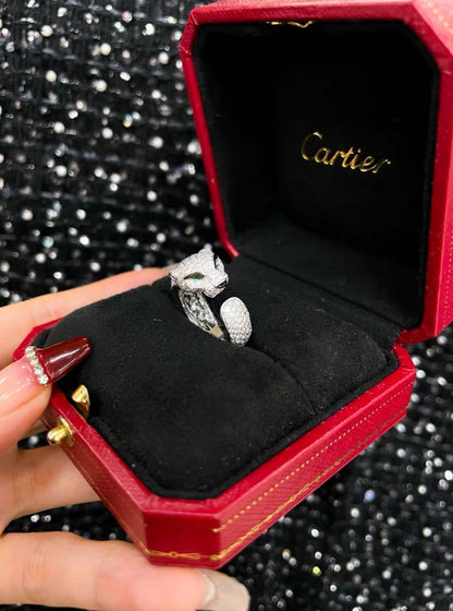 Cartier platinum full diamond leopard ring