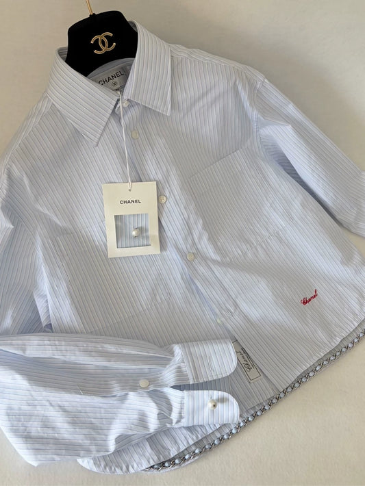 Chanel 26s Blue Striped shirt