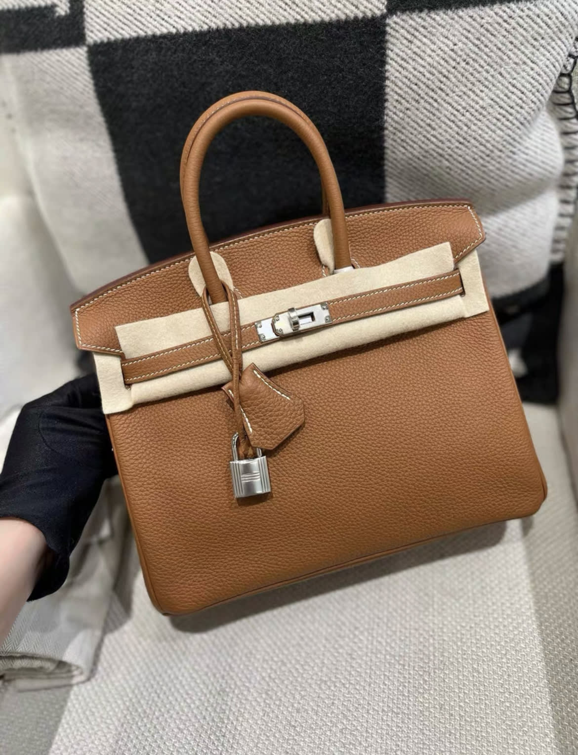 Hermes birkin 25 gold brown togo Leather palladium hardware stamp D