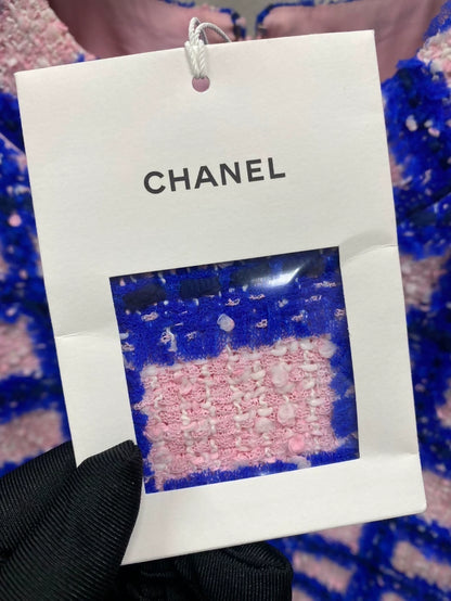 Chanel 18S pink and blue tweed dress