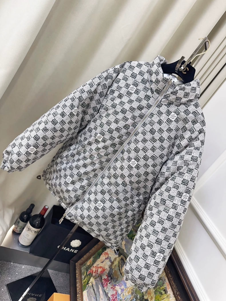 Louis Vuitton (LV) silver reversible checkered down jacket