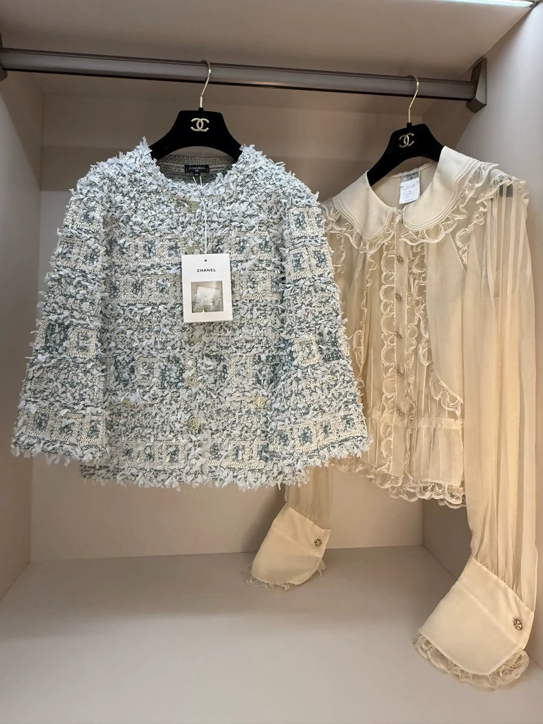 Chanel 2018 blue tweed jacket