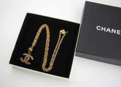 Chanel Vintage 85 Gold-Plated Ball CC Long Necklace