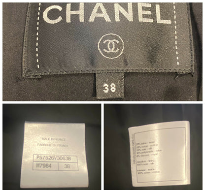 Chanel 17A Space Station Black White Ecru Metallic Fantasy Tweed Jacket FR 38