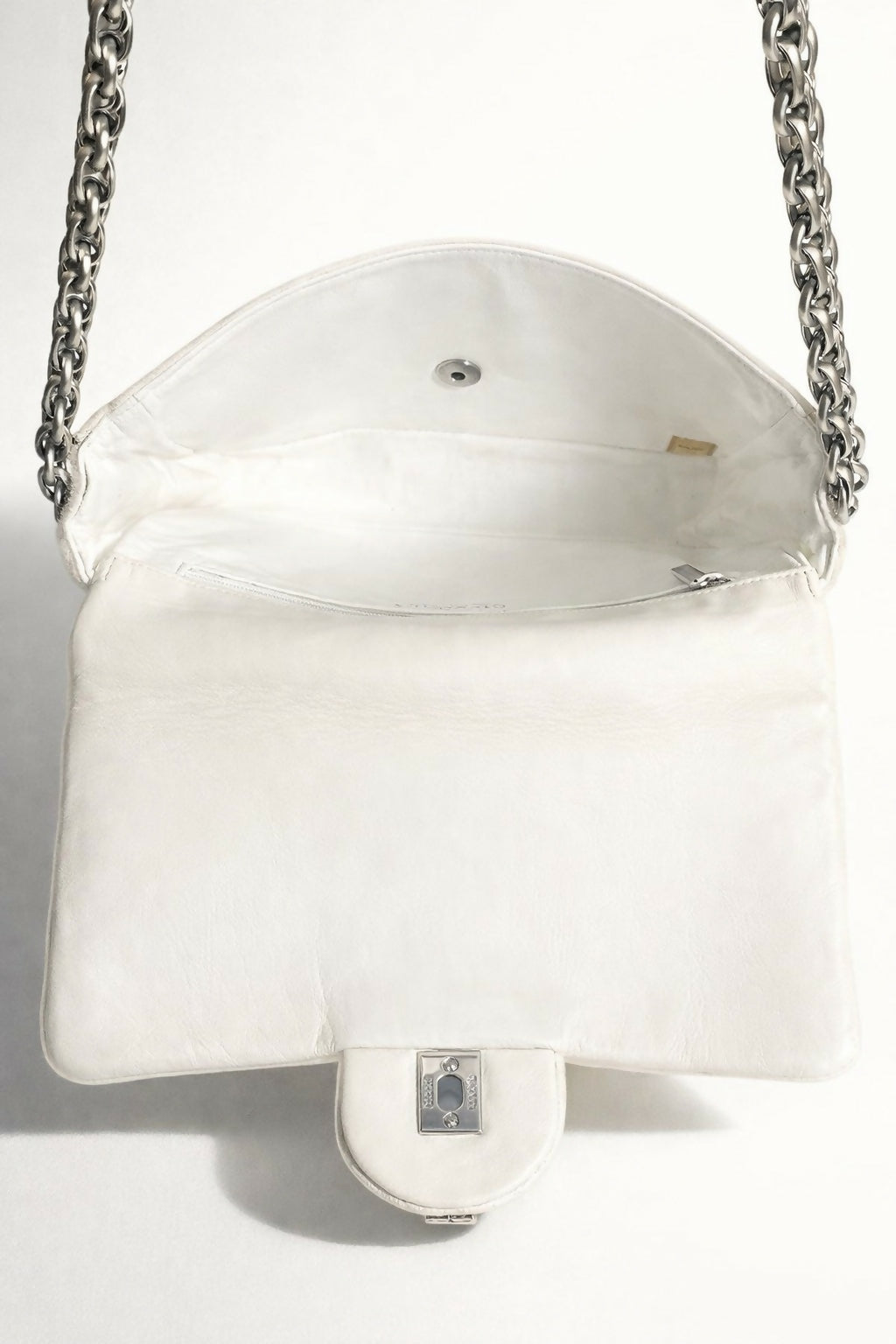 Ultra Rare Chanel 08A Huge Swarovski CC White Pony Classic Medium Flap Bag
